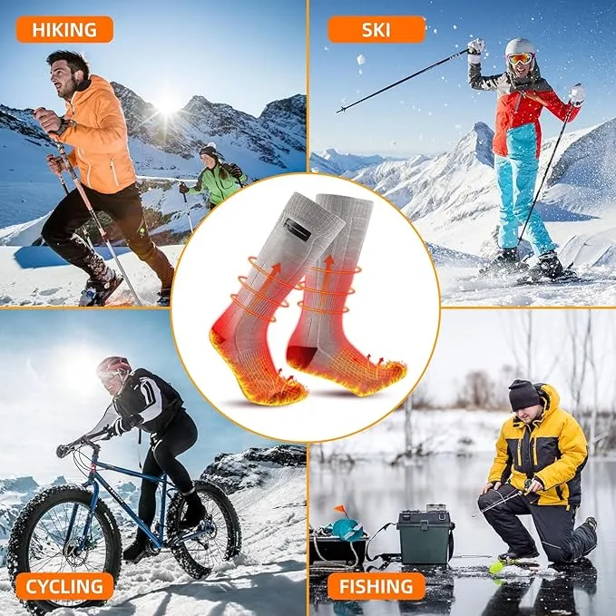 Heated Socks for Men Women, 5000mAh Rechargeable Washable Battery Operated Heating Socks, Electric Foot Warmer Thermal Socks for Hunting Camping Skiing Sports Outdoors