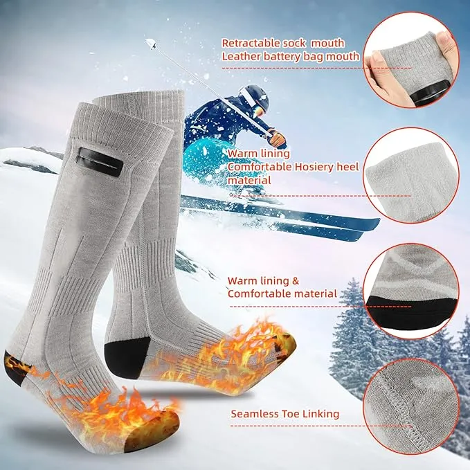Heated Socks for Men Women, 5000mAh Rechargeable Washable Battery Operated Heating Socks, Electric Foot Warmer Thermal Socks for Hunting Camping Skiing Sports Outdoors