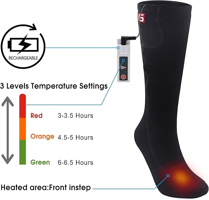 Heated Socks Rechargeable Electric Battery Heating Socks for Men Women with 3 Adjustable Heating Levels for Skiing Riding Hunting