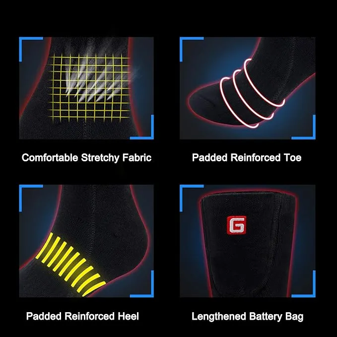 Heated Socks Rechargeable Electric Battery Heating Socks for Men Women with 3 Adjustable Heating Levels for Skiing Riding Hunting