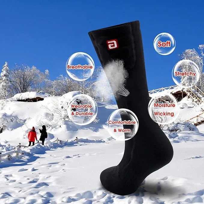 Heated Socks Rechargeable Electric Battery Heating Socks for Men Women with 3 Adjustable Heating Levels for Skiing Riding Hunting