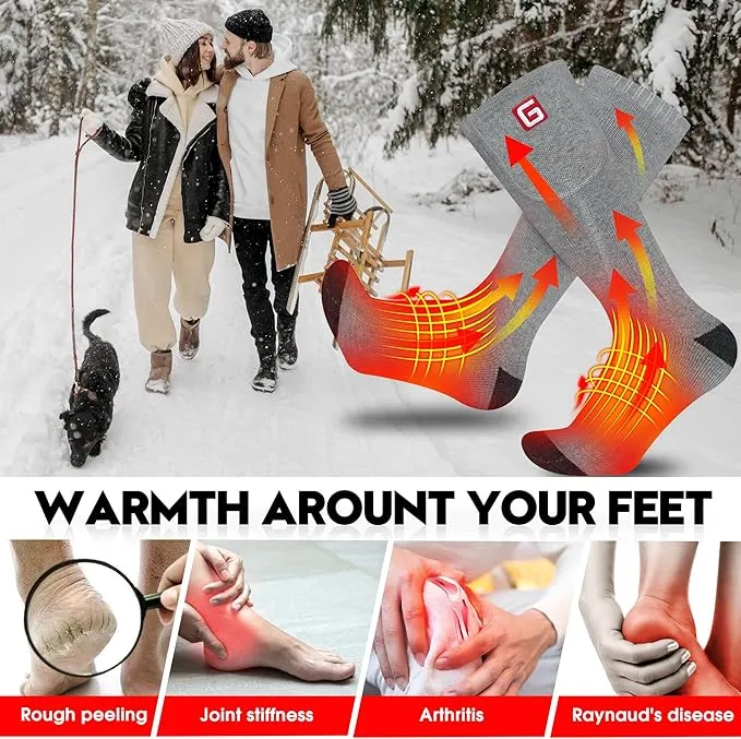 Heated Socks Women Electric Battery Socks Thermal Insulated Socks for Arthritis, Winter Thick Warm Cotton Sox Heating Foot Warmer, Unisex & USA 6-13 Size