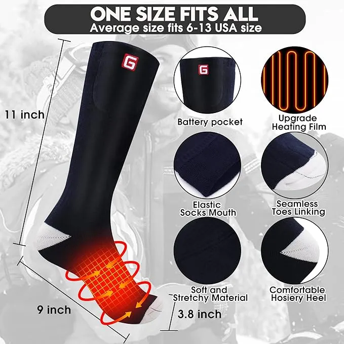 Heated Socks Women Electric Battery Socks Thermal Insulated Socks for Arthritis, Winter Thick Warm Cotton Sox Heating Foot Warmer, Unisex & USA 6-13 Size
