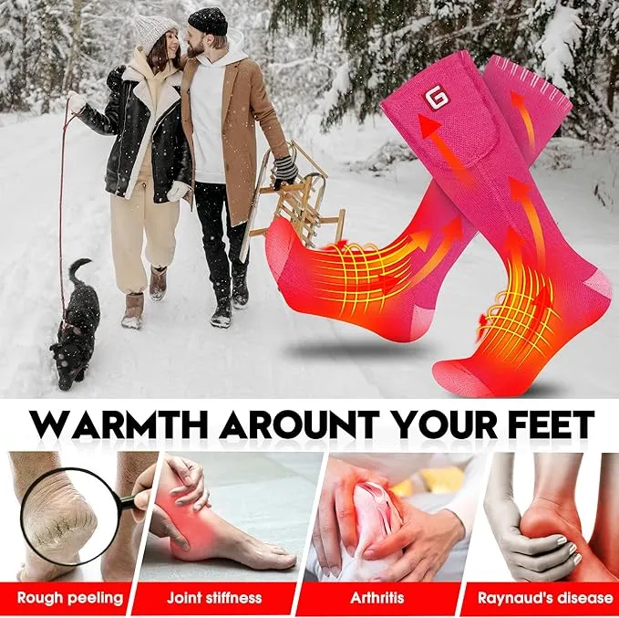 Heated Socks Women Electric Battery Socks Thermal Insulated Socks for Arthritis, Winter Thick Warm Cotton Sox Heating Foot Warmer, Unisex & USA 6-13 Size