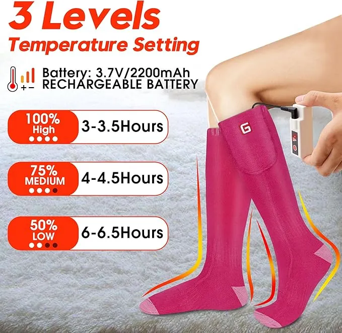 Heated Socks Women Electric Battery Socks Thermal Insulated Socks for Arthritis, Winter Thick Warm Cotton Sox Heating Foot Warmer, Unisex & USA 6-13 Size