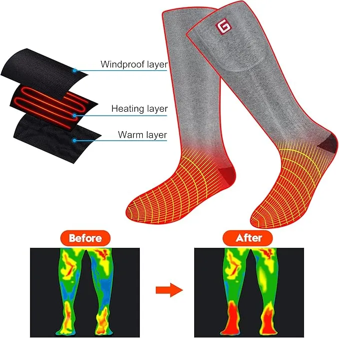 Heated Socks Women Electric Battery Socks Thermal Insulated Socks for Arthritis, Winter Thick Warm Cotton Sox Heating Foot Warmer, Unisex & USA 6-13 Size