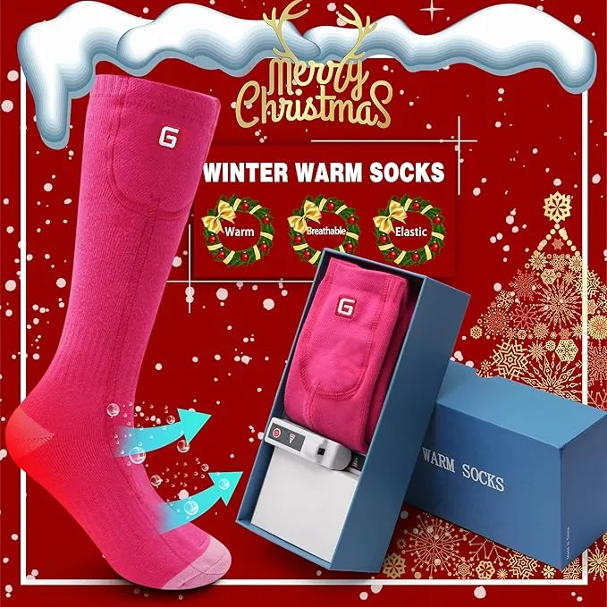 Heated Socks Women Electric Battery Socks Thermal Insulated Socks for Arthritis, Winter Thick Warm Cotton Sox Heating Foot Warmer, Unisex & USA 6-13 Size