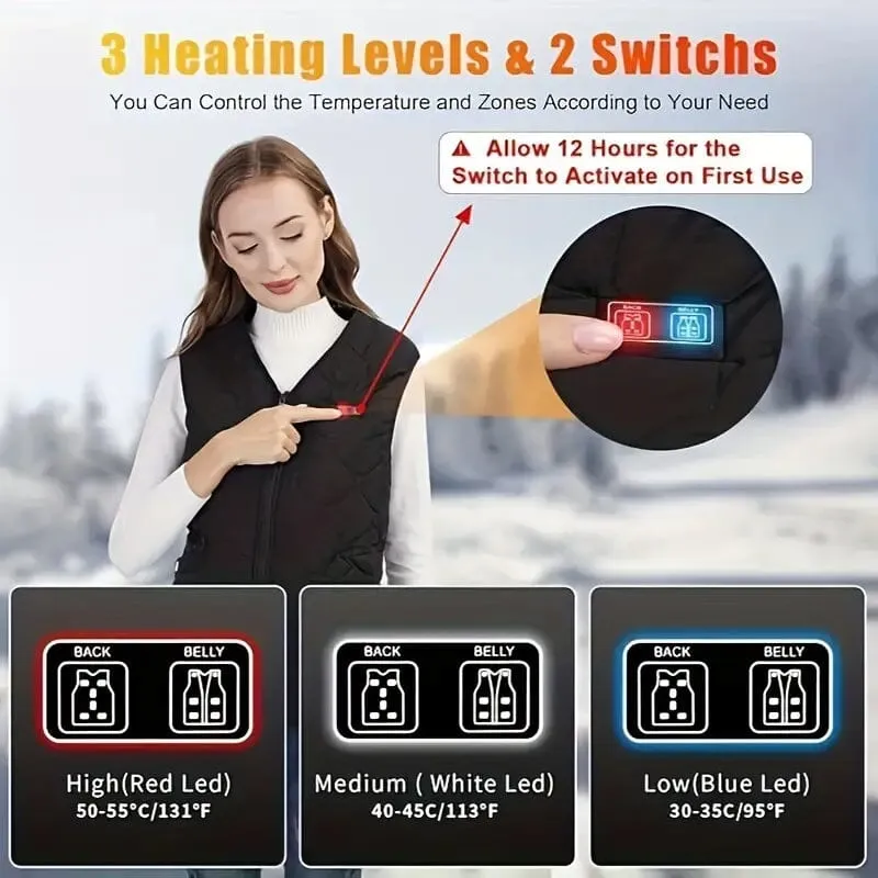 Heated Vest Electric Thermal Warm Jacket
