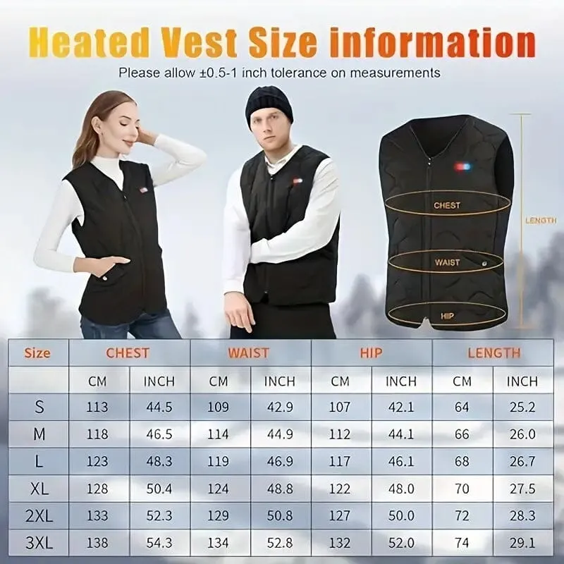 Heated Vest Electric Thermal Warm Jacket