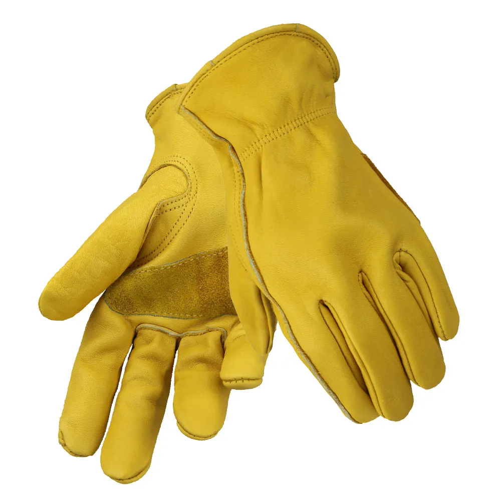 Heavy Duty Top Grain Cowhide Work Gloves with Reinforced Extra Palm Patch