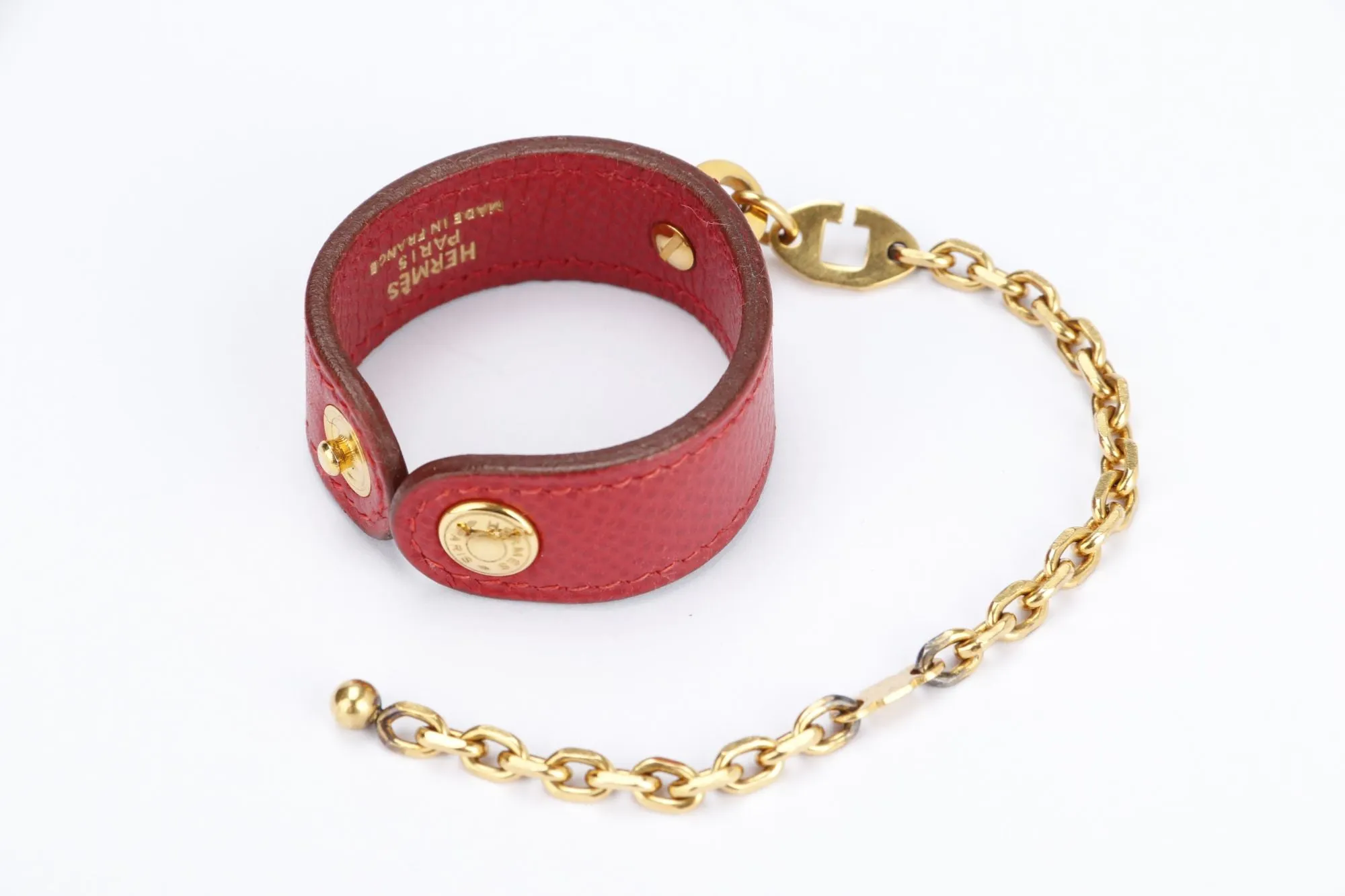Hermes Vintage Red Epsom Leather Glove Holder with Gold Hardware