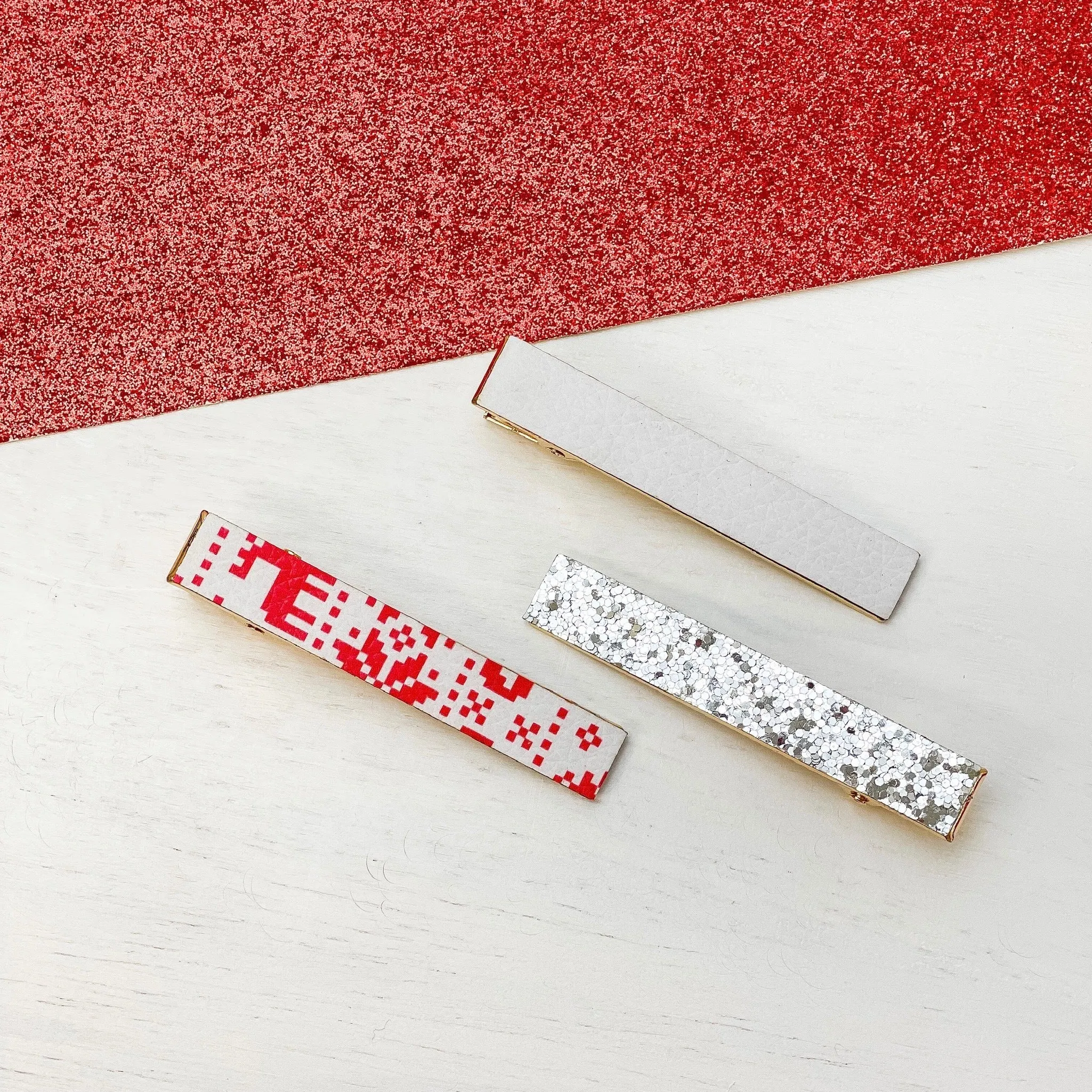 Holiday Fair Isle Hair Clip Set of 3 - White