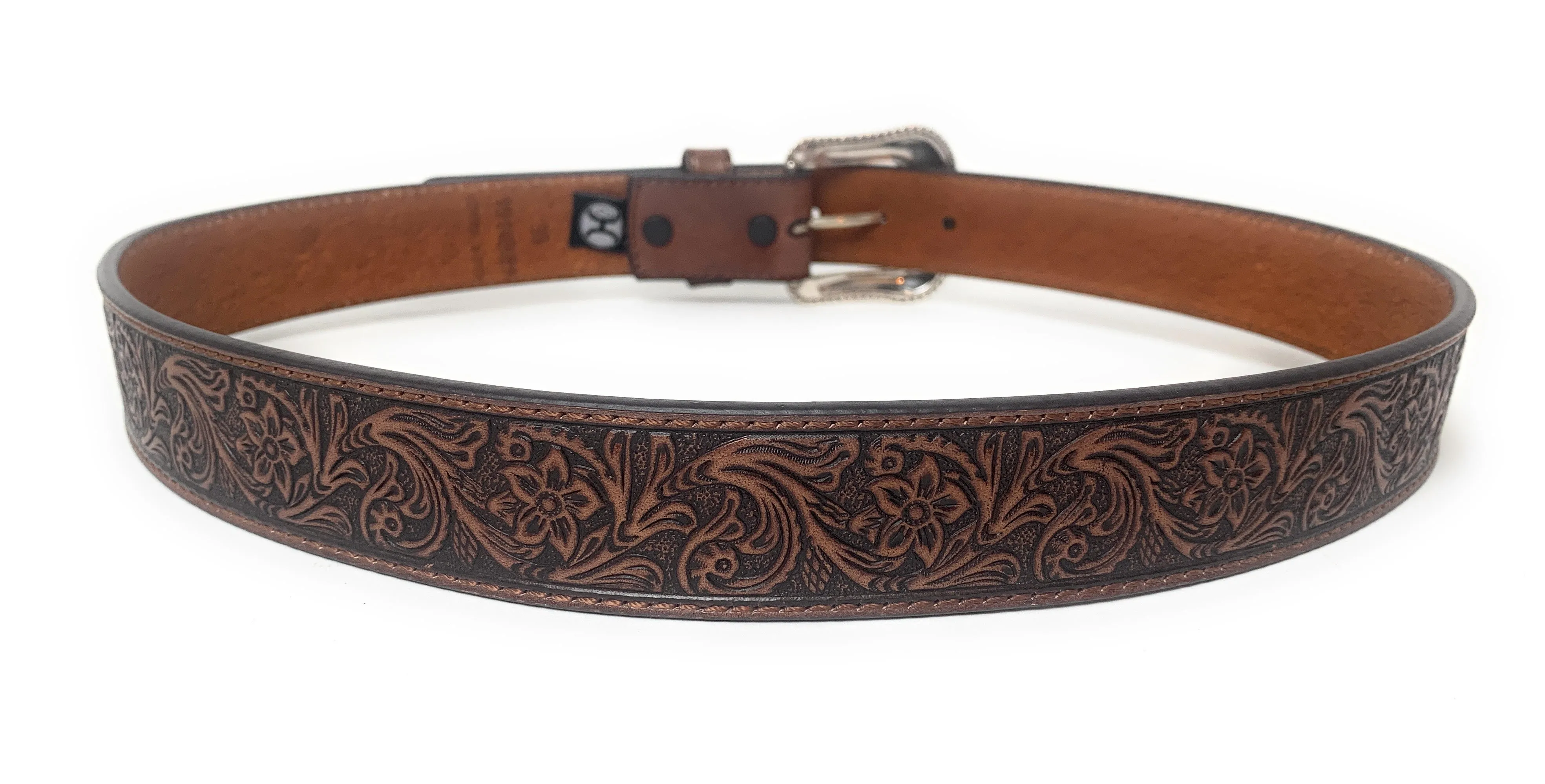 Hooey Men's Tooled Pecan Western Belt - 1914BE1