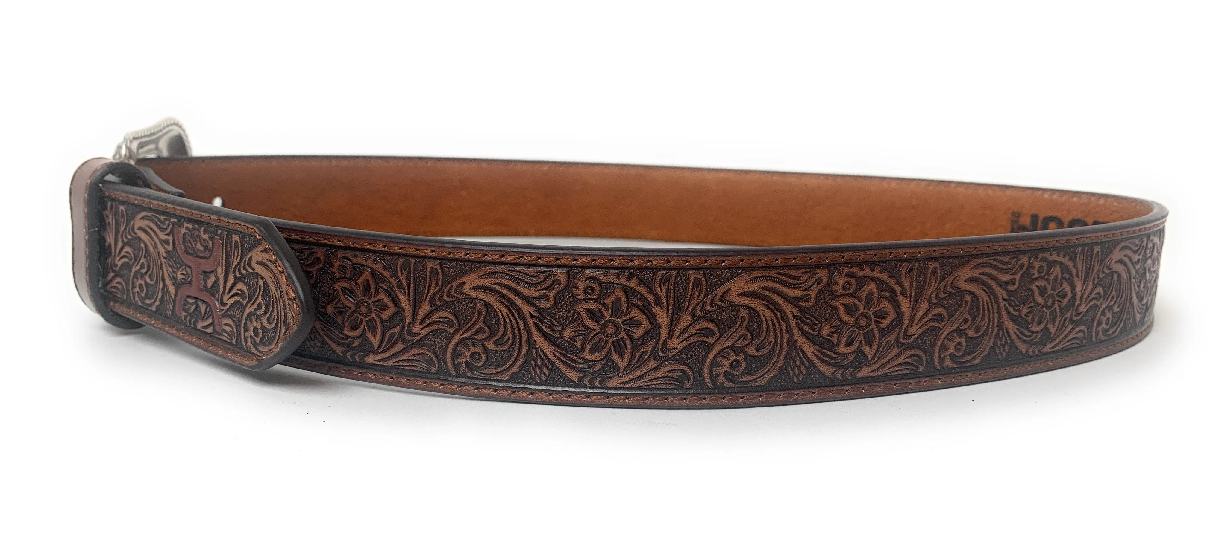 Hooey Men's Tooled Pecan Western Belt - 1914BE1