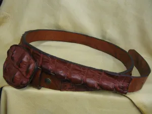Horned-Back Crocodile Skin Leather Belt