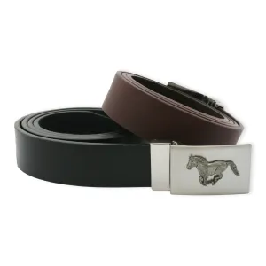 Horse Running Leather Belt and Buckle Gift Set