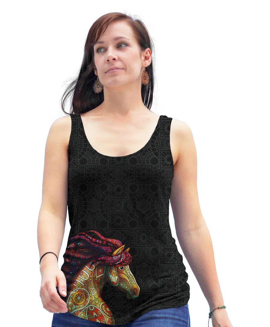 Horse Zentangle Racerback Tank Top