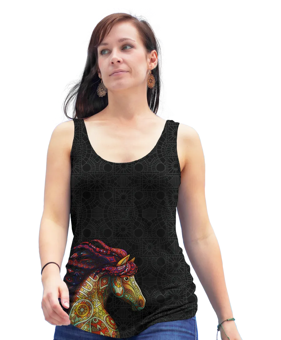 Horse Zentangle Racerback Tank Top