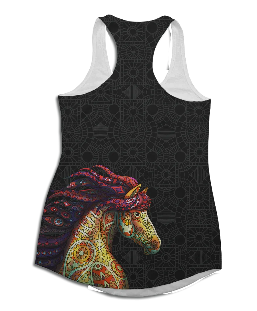 Horse Zentangle Racerback Tank Top
