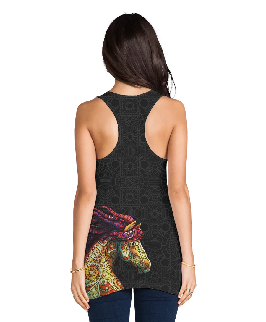 Horse Zentangle Racerback Tank Top