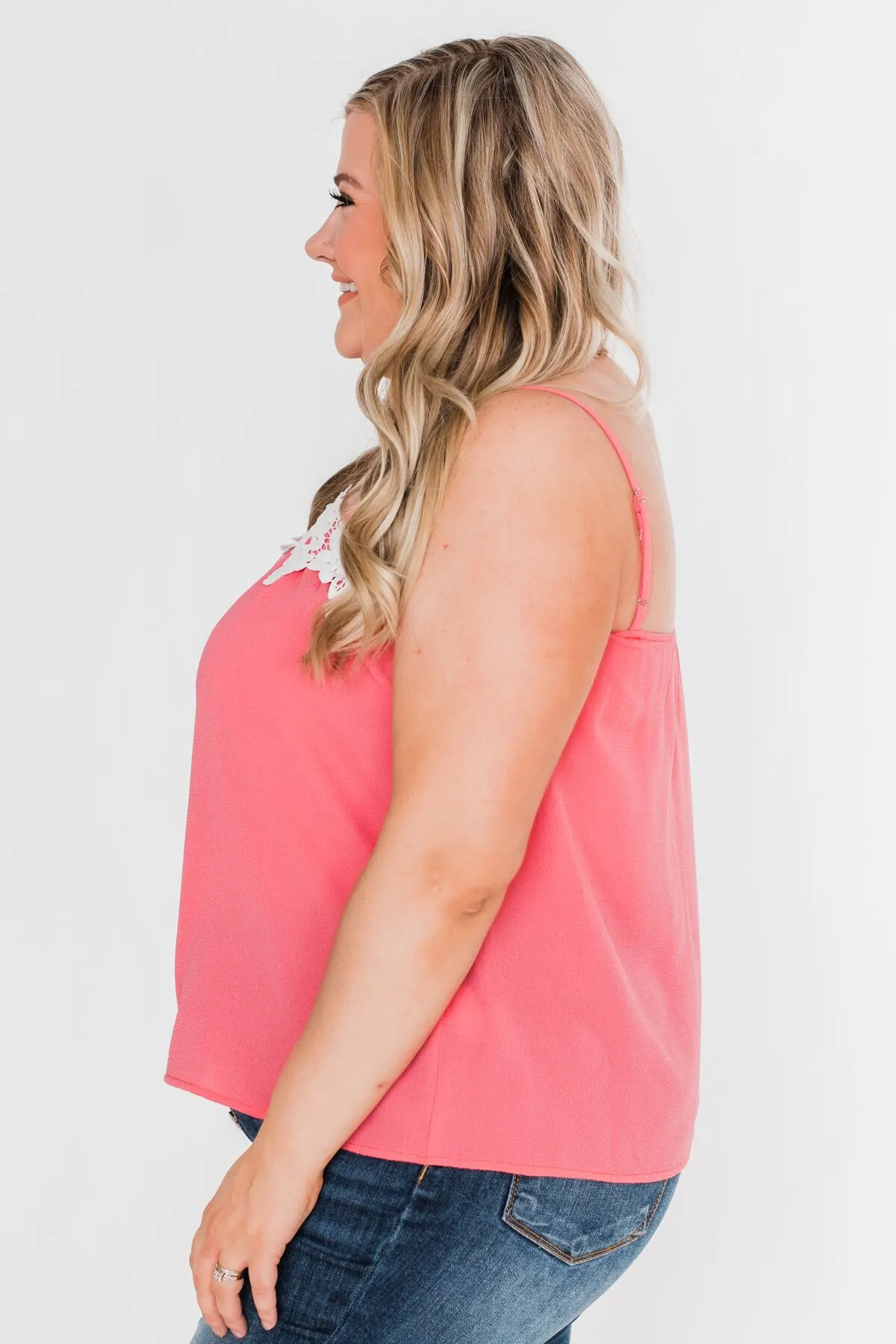 I Hold On Spaghetti Strap Tank Top- Coral