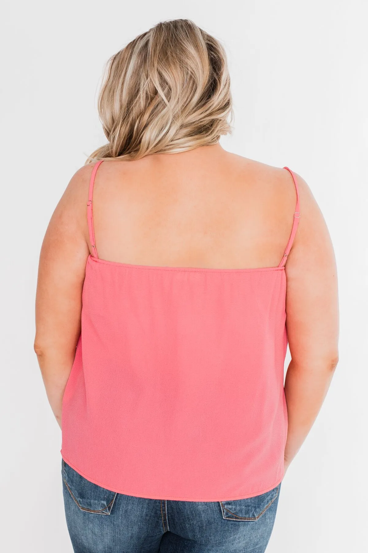 I Hold On Spaghetti Strap Tank Top- Coral