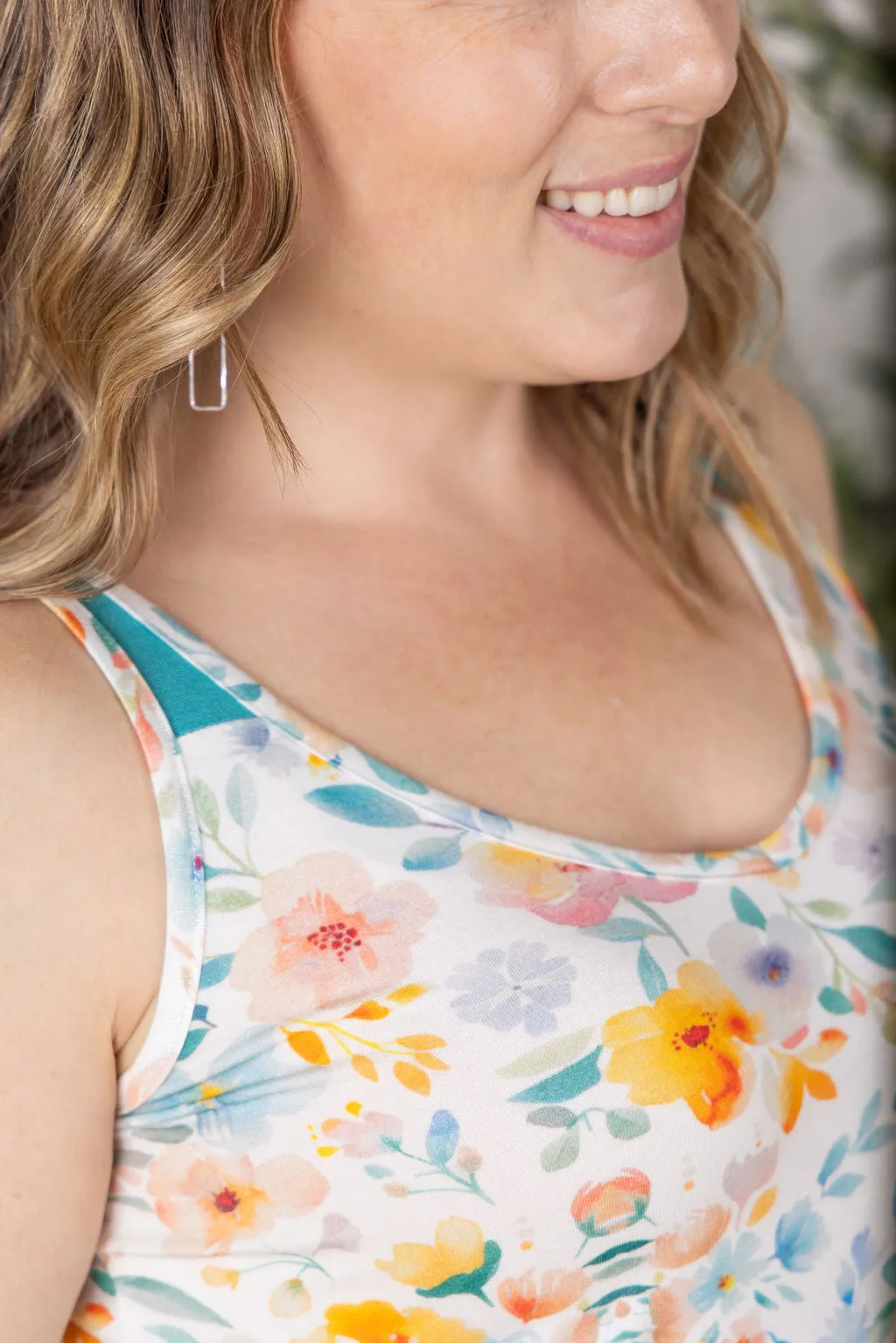 IN PRODUCTION Poppy Tank - Watercolor Floral and Teal