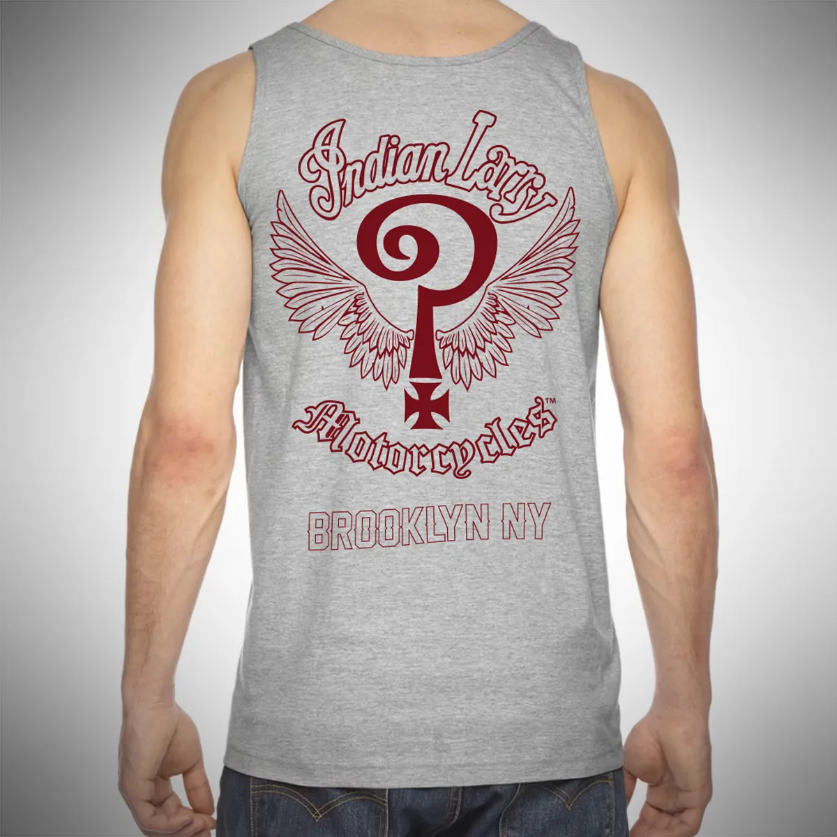 Indian Larry Heather Gray Logo Tank