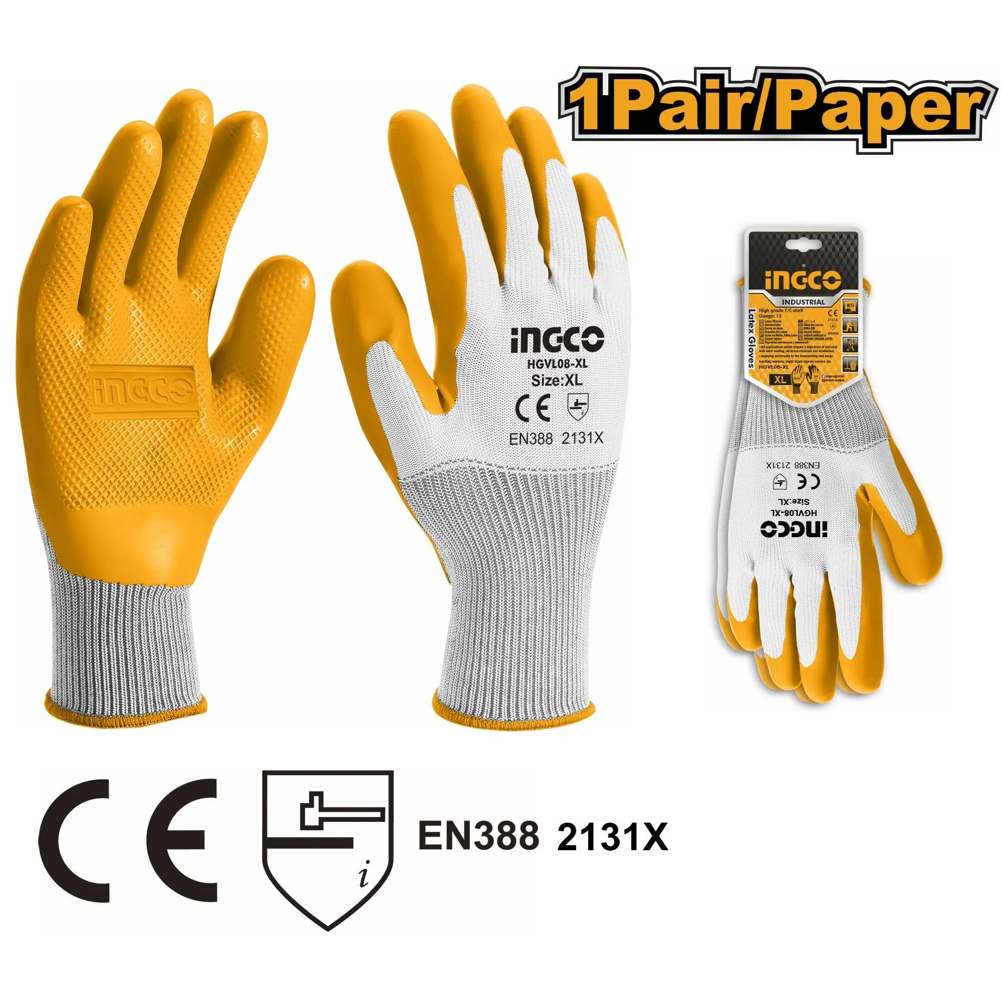Ingco Industrial Latex Gloves - XL Size – HGVL06-XL