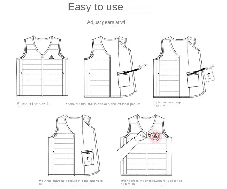 Intelligent heating vest camouflage V-neck invisible graphene USB thermal vest charging heating  jacket manufacturer wholesale