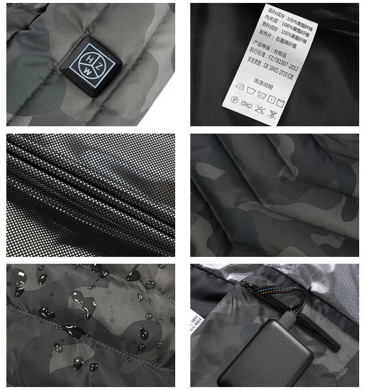 Intelligent heating vest camouflage V-neck invisible graphene USB thermal vest charging heating  jacket manufacturer wholesale