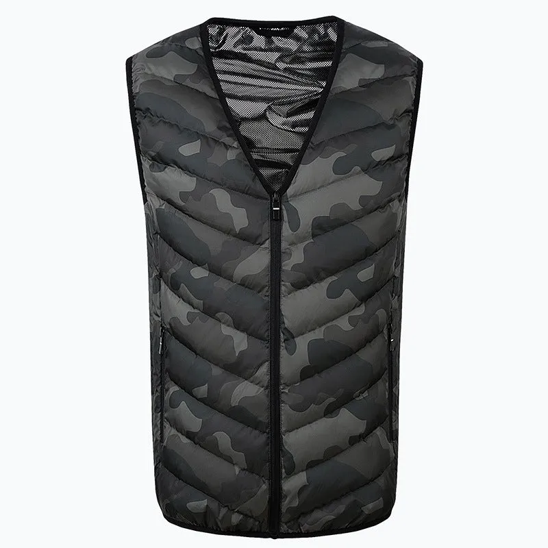 Intelligent heating vest camouflage V-neck invisible graphene USB thermal vest charging heating  jacket manufacturer wholesale