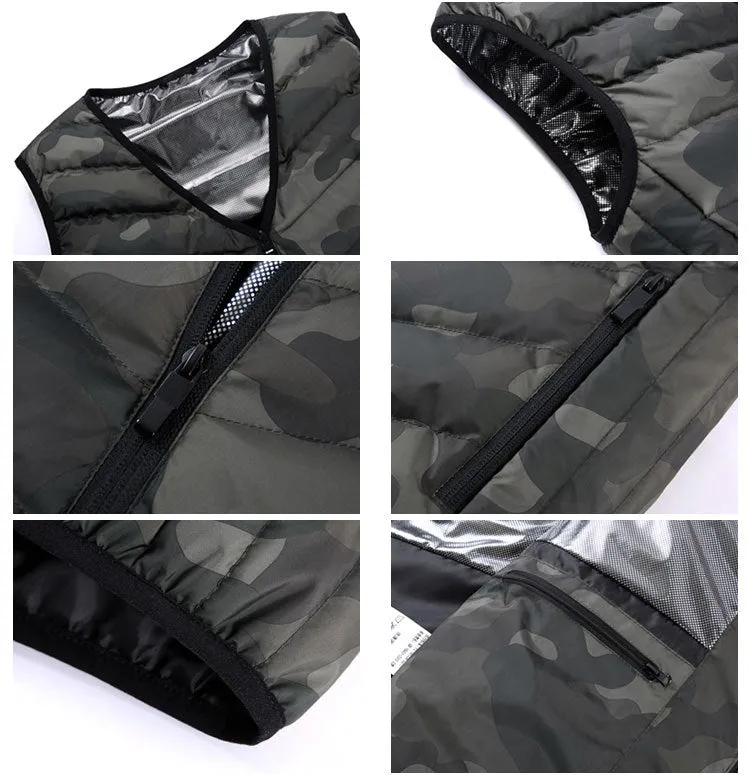 Intelligent heating vest camouflage V-neck invisible graphene USB thermal vest charging heating  jacket manufacturer wholesale