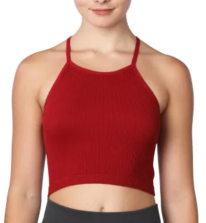 Isadora Paccini Women's Red Sleeveless Ribbed Scoop Neck Womens Cute