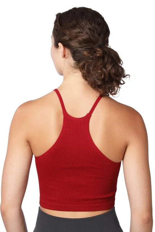 Isadora Paccini Women's Red Sleeveless Ribbed Scoop Neck Womens Cute