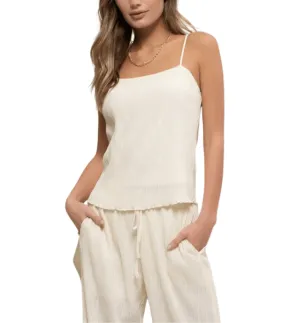 Ivory Plisse Cami Top