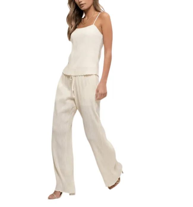 Ivory Plisse Cami Top