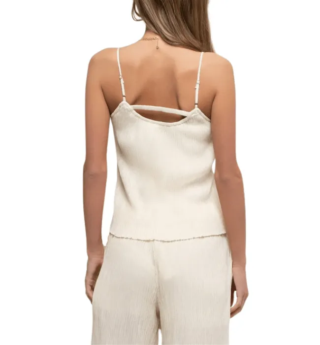 Ivory Plisse Cami Top