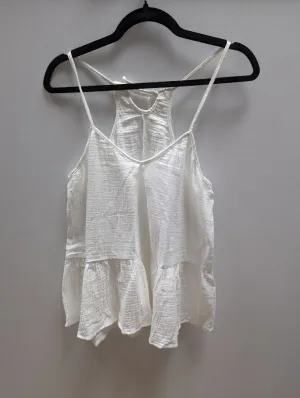 JKAS White Spaghetti Strap Halter Flowy Tunic Tank Top