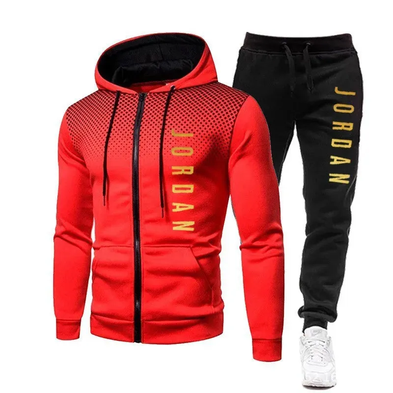 Jogging Men Tracksuits Gym Wear for Men Zip Jacket Hoodies and Sweat Pants Set