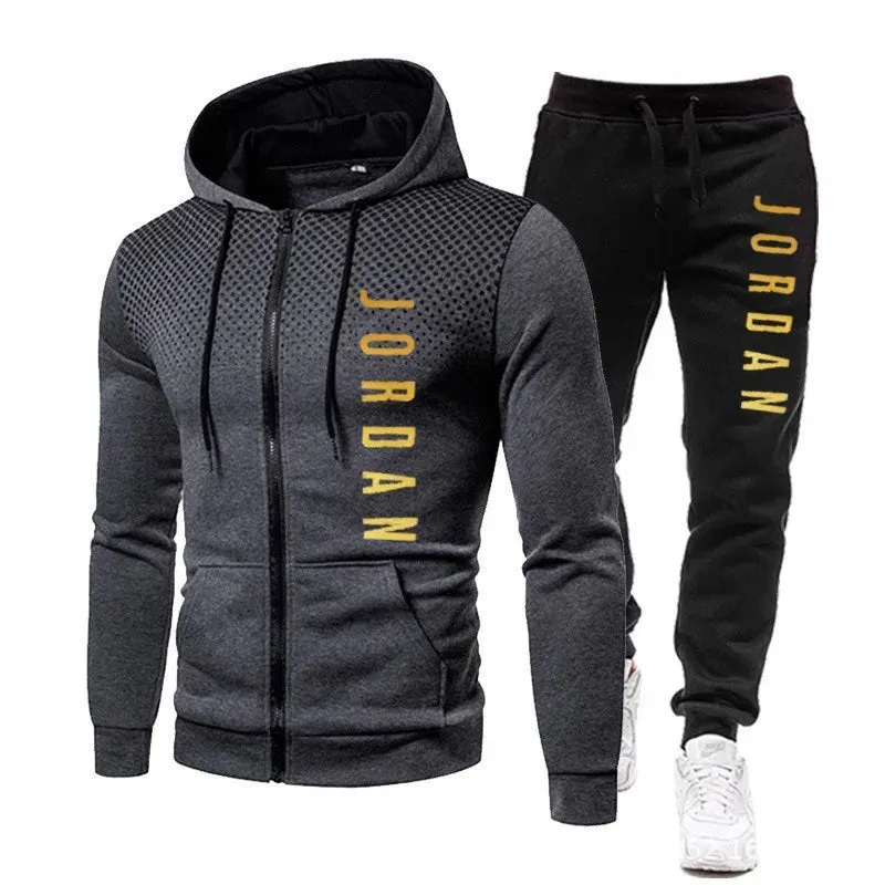 Jogging Men Tracksuits Gym Wear for Men Zip Jacket Hoodies and Sweat Pants Set