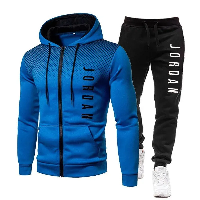 Jogging Men Tracksuits Gym Wear for Men Zip Jacket Hoodies and Sweat Pants Set