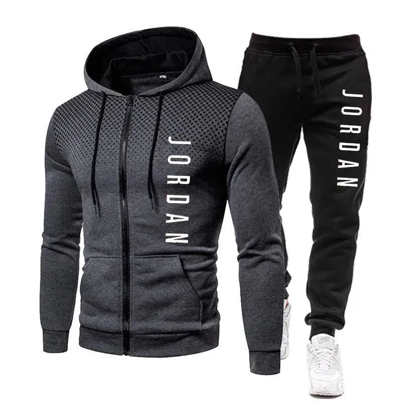 Jogging Men Tracksuits Gym Wear for Men Zip Jacket Hoodies and Sweat Pants Set