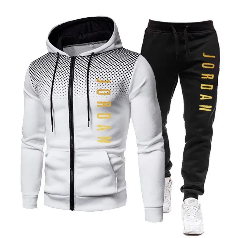 Jogging Men Tracksuits Gym Wear for Men Zip Jacket Hoodies and Sweat Pants Set
