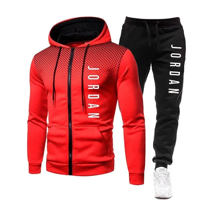 Jogging Men Tracksuits Gym Wear for Men Zip Jacket Hoodies and Sweat Pants Set