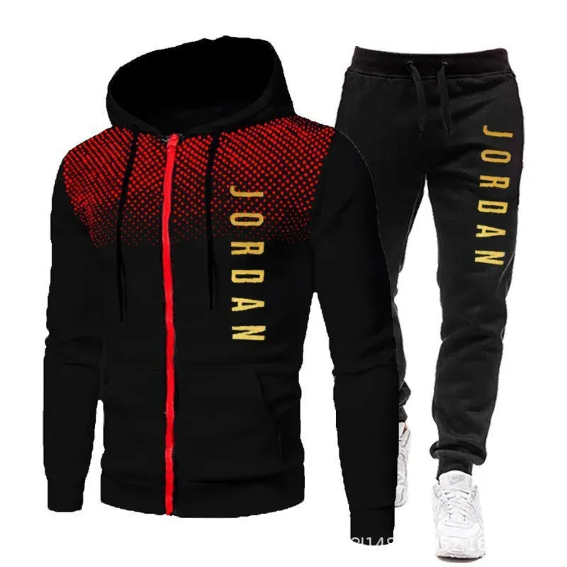 Jogging Men Tracksuits Gym Wear for Men Zip Jacket Hoodies and Sweat Pants Set