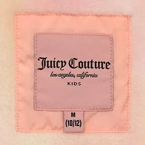 Juicy Couture Girls Puffer Jacket, Novelty Fur Lined Bubble Kids Coat with Tie Dye Interior, Pink, Medium
