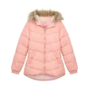 Juicy Couture Girls Puffer Jacket, Novelty Fur Lined Bubble Kids Coat with Tie Dye Interior, Pink, Medium