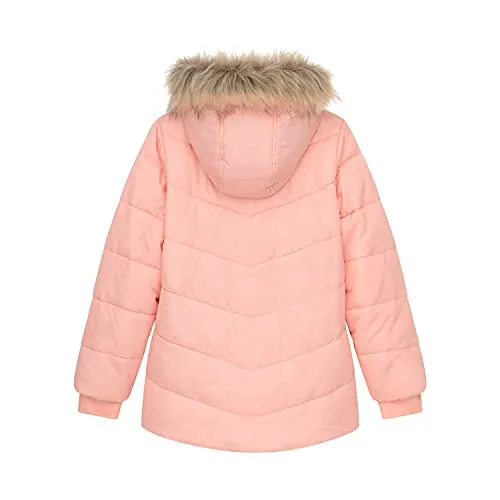 Juicy Couture Girls Puffer Jacket, Novelty Fur Lined Bubble Kids Coat with Tie Dye Interior, Pink, Medium