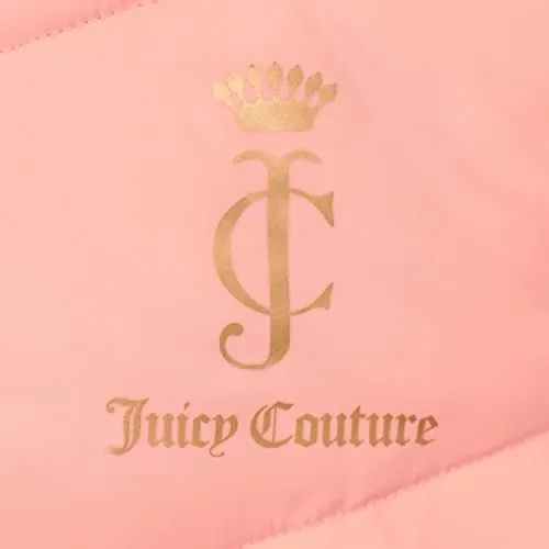 Juicy Couture Girls Puffer Jacket, Novelty Fur Lined Bubble Kids Coat with Tie Dye Interior, Pink, Medium
